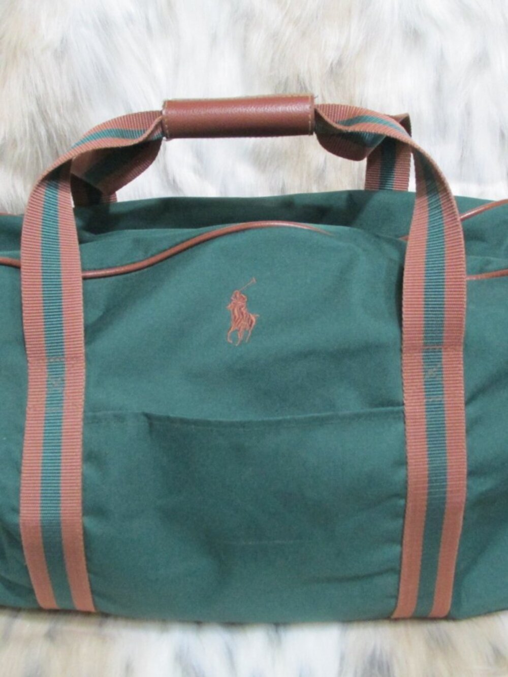 P3308-NWOT Ralph Lauren Polo Green & Tan Duffle